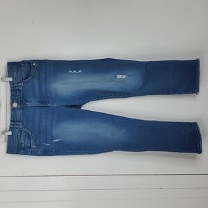 Democracy Jeans Ab Technology Distressed Raw Hem Stretch Waist Cropped WOmens 12